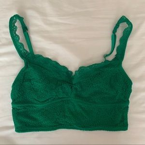 Lace, Green, Spaghetti Strap Bralette